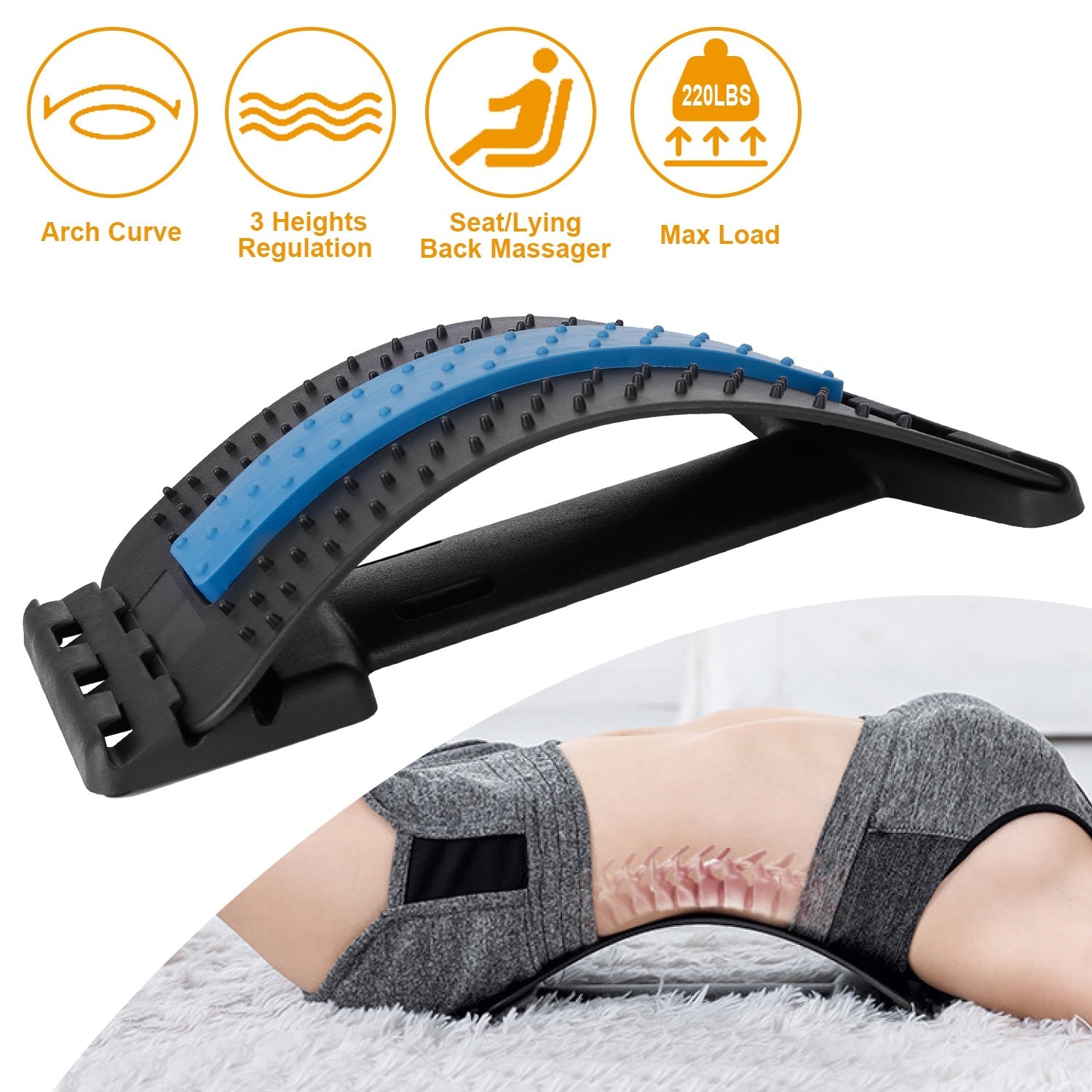 Back Stretcher — Multi-Level Lumbar Support Device for Lower Back Pain Relief - One Stores Hub-Gym Accessories