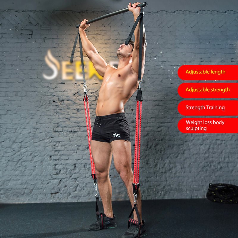 Body Workout Trainer Bar with Resistance Bands Rubber Buckles - OneStore-Home page