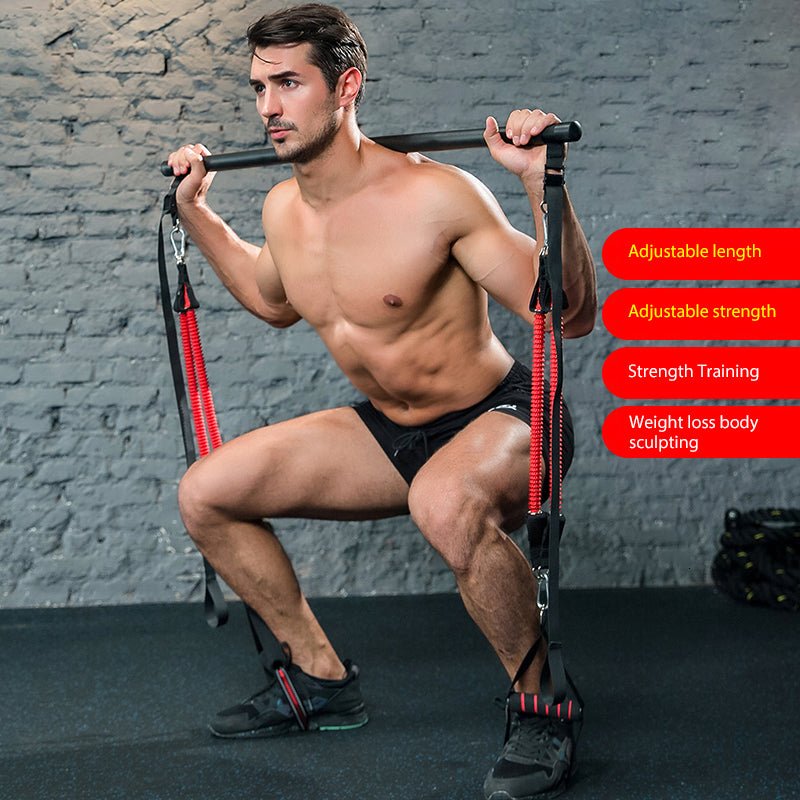 Body Workout Trainer Bar with Resistance Bands Rubber Buckles - OneStore-Home page