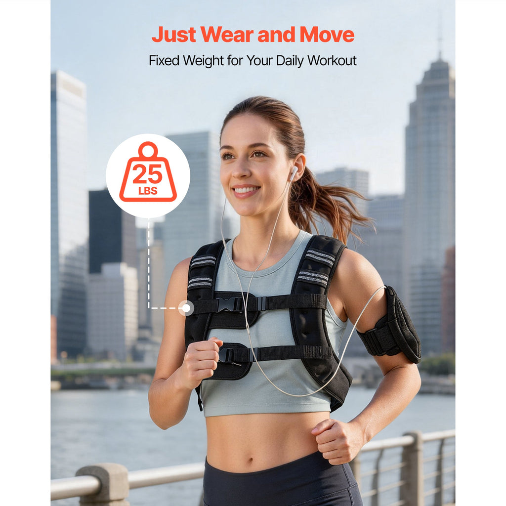 Weighted Vest 25 lb — Adjustable Body Weight Vest for Strength & Cardio - OneStore-Gym Accessories