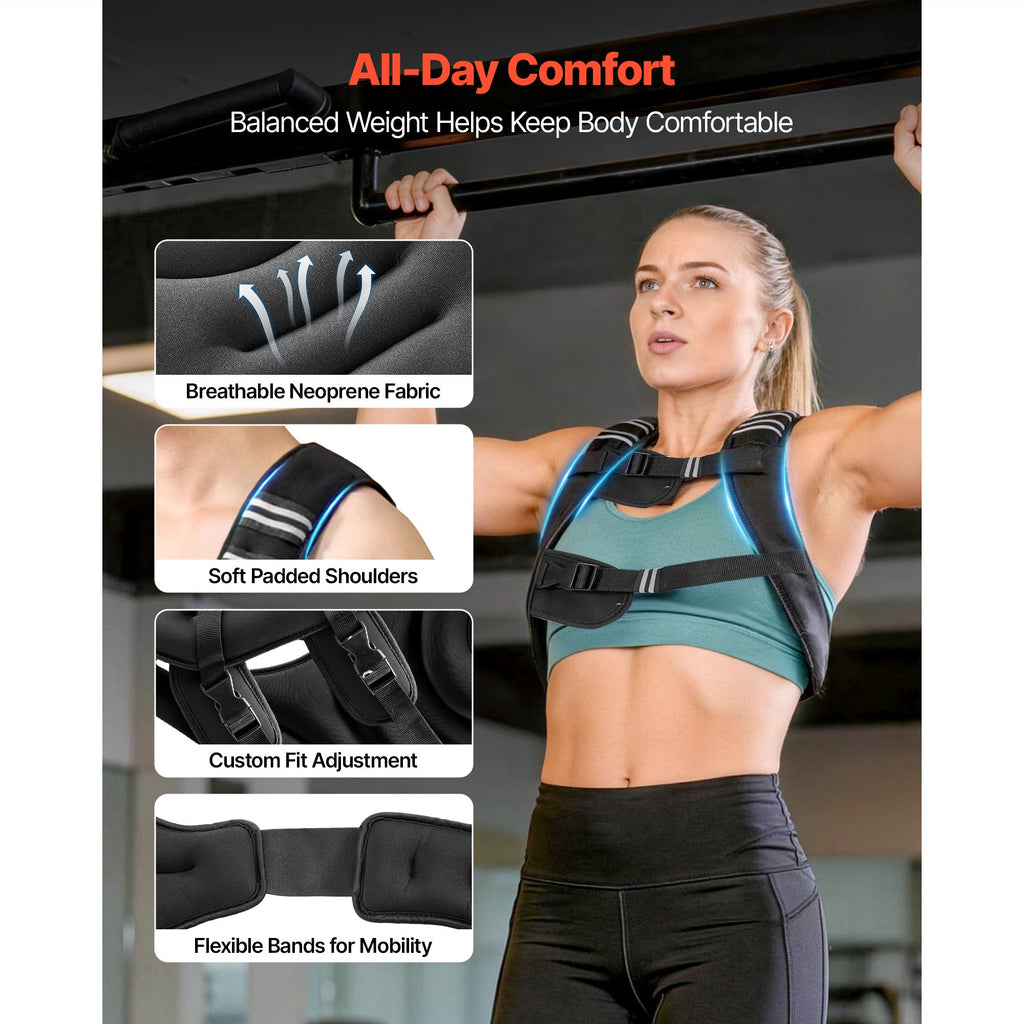 Weighted Vest 25 lb — Adjustable Body Weight Vest for Strength & Cardio - OneStore-Gym Accessories