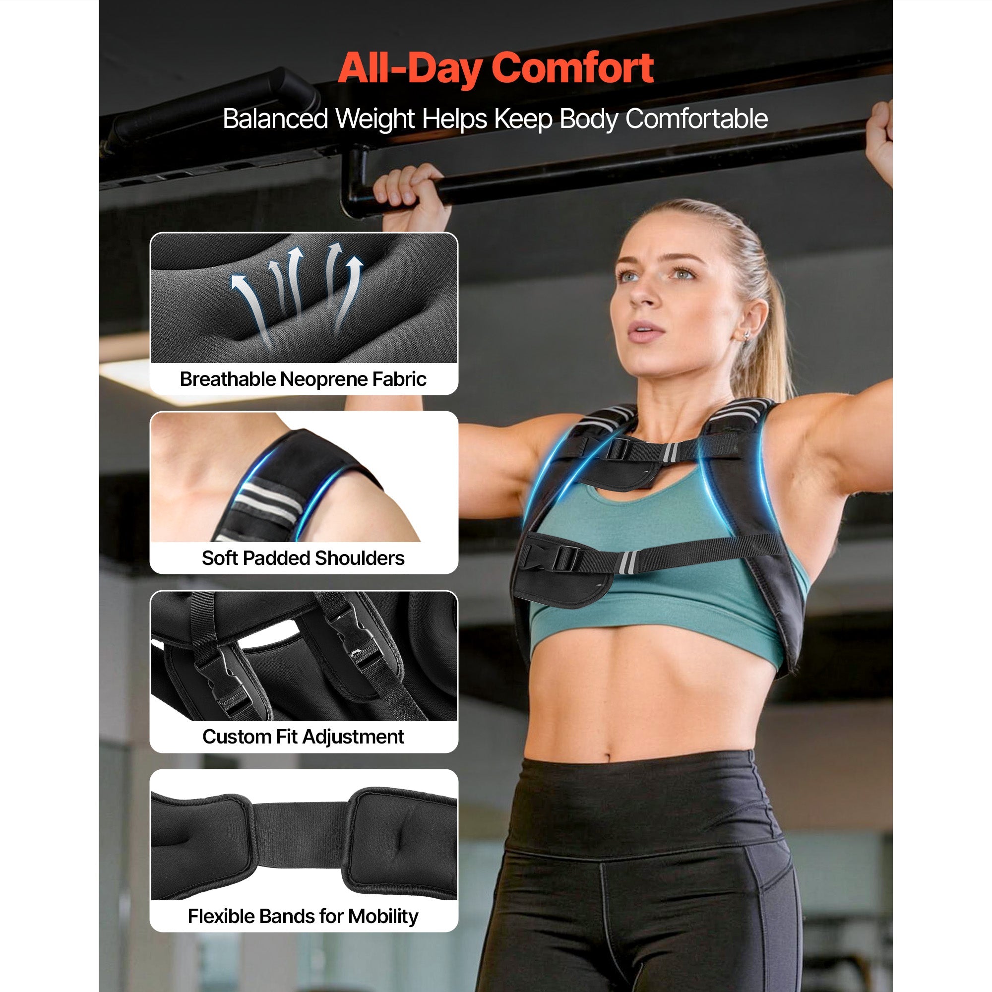 Weighted Vest 25 lb — Adjustable Body Weight Vest for Strength & Cardio - OneStore-Gym Accessories